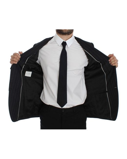 Dolce & Gabbana Multicolor Striped Slim Fit Wool Blazer Gray Gtt10078 for men