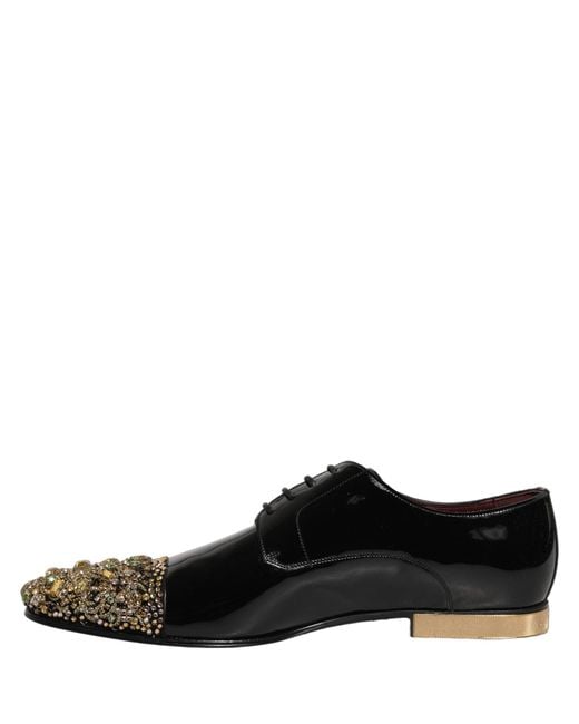 Dolce & Gabbana Black Embellished Men Derby Dress Formal Shoes for men