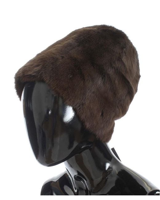 Dolce & Gabbana Black Weasel Fur Cashmere Hat Beanie