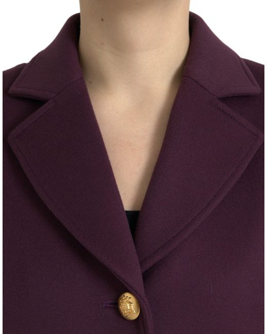 Dolce & Gabbana Purple Elegant Wool-Cashmere Trench Coat
