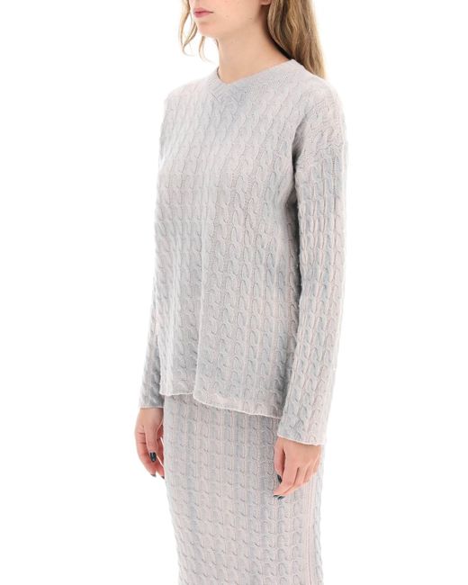 Paloma Wool Gray Ainhoa Cable Knit Sweater