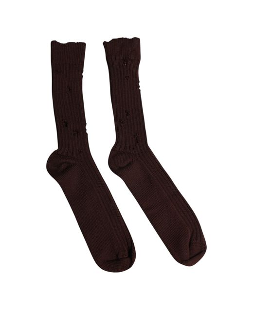 Dolce & Gabbana Brown Cotton Stretch Over The Calf Socks