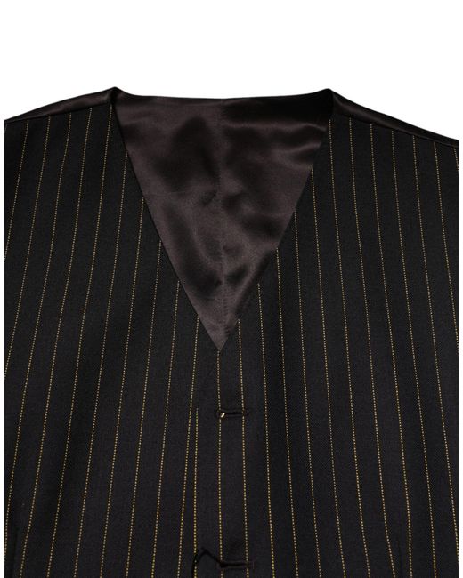 Dolce & Gabbana Black Pinstripe Vest Formal Wear for men