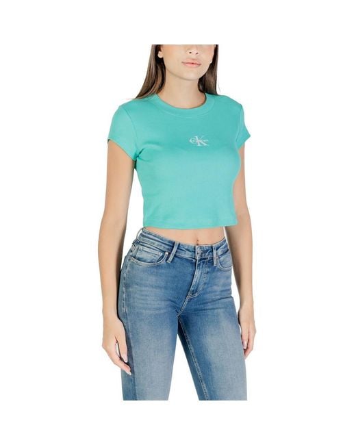 Calvin Klein Blue Turquoise Cotton T