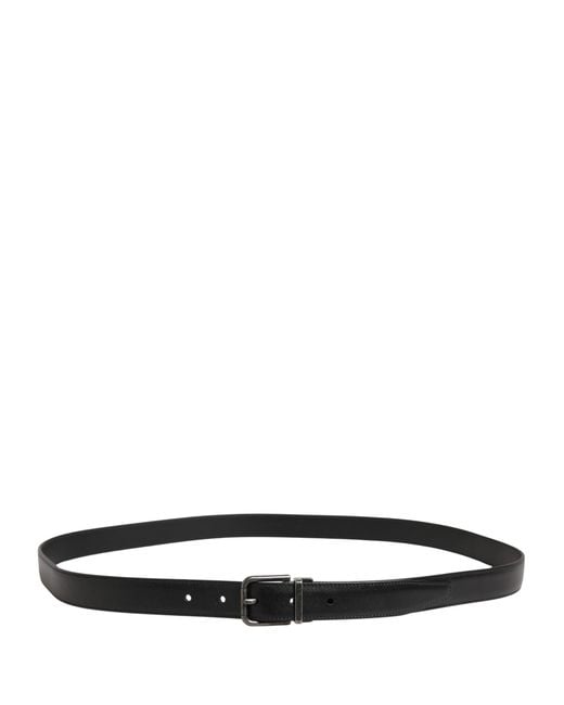 Dolce & Gabbana Black Classic Leather Metal Buckle Belt Calf for men