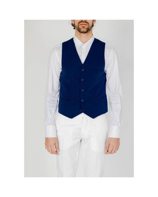 Only & Sons Blue Polyester Waistcoat for men