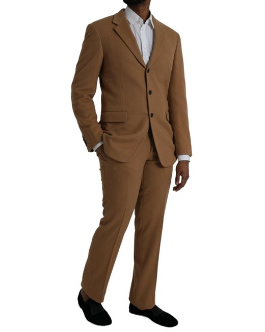 Prada Brown Cashmere 2 Piece Single Breasted Suit for men