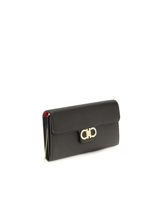 Ferragamo Black Calf Leather Bos Taurus Wallet