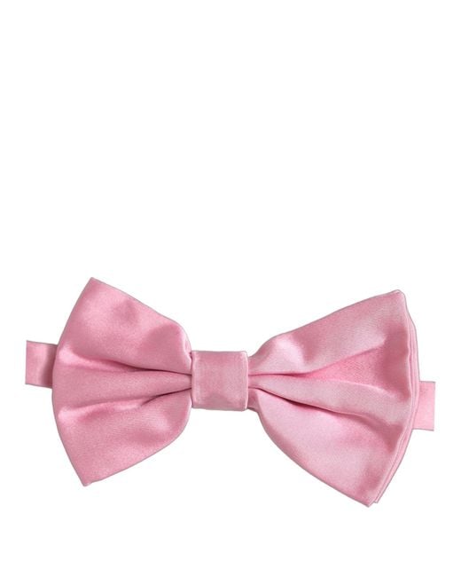 Dolce & Gabbana Men Pink 100% Silk Adjustable Neck Papillon Bow Tie for men