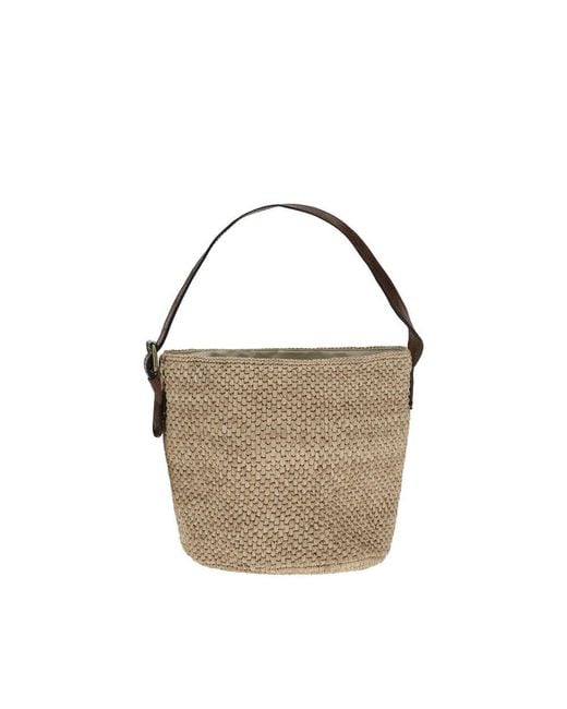 IBELIV Brown Raffia Lova Bucket Bag