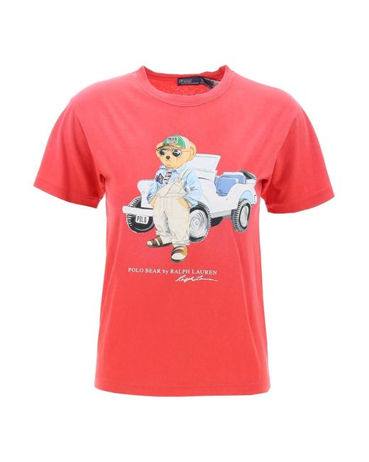 Polo Ralph Lauren Red Bear-print Cotton-jersey T-shirt