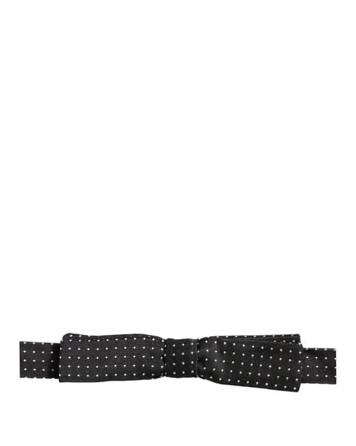 Dolce & Gabbana Black White Polka Dot Adjustable Neck Papillon Bow Tie for men