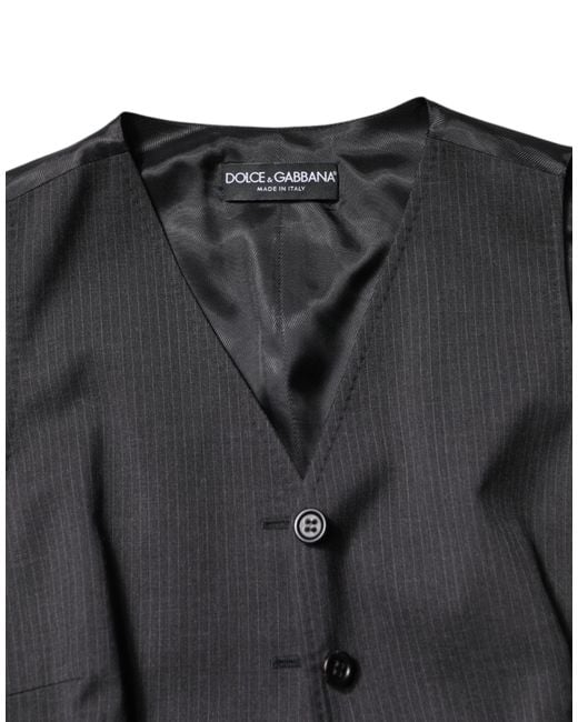 Dolce & Gabbana Black Striped Button Down Sleeveless Vest Top