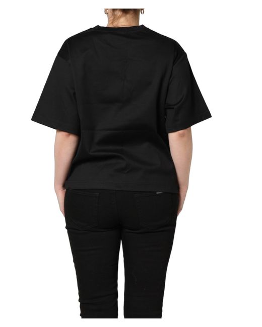 Dolce & Gabbana Black Jersey Graphic Short Sleeve Crew Neck T