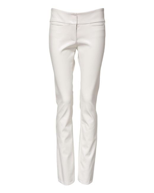 Dolce & Gabbana White Polyurethane High Waist Tapered Pants
