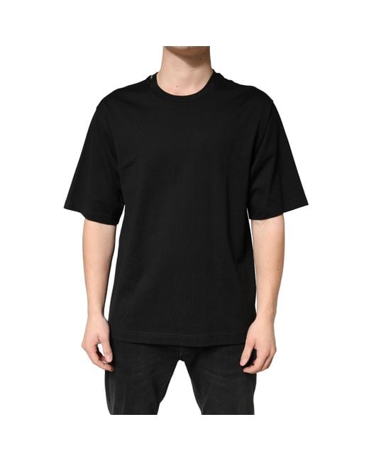 Dolce & Gabbana Black Cotton Crewneck Short Sleeve T-Shirt for men