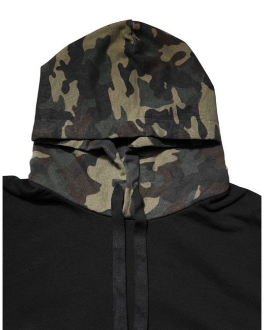 Dolce & Gabbana Black Camouflage Hooded Sweatshirt Sweater for men