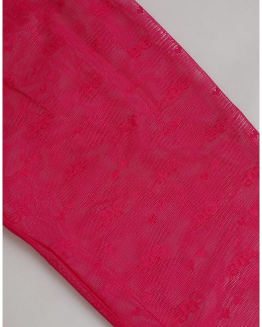 Dolce & Gabbana Red Sheer Leggings Logo Waistband