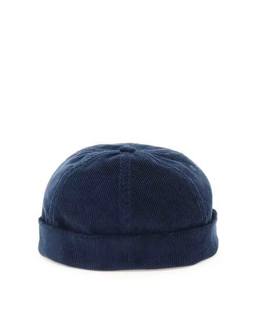 A.P.C. Blue Corduroy Raph Docker Hat for men