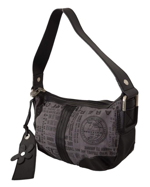 WAYFARER Black Gray Printed Handbag Shoulder Purse Fabric Bag