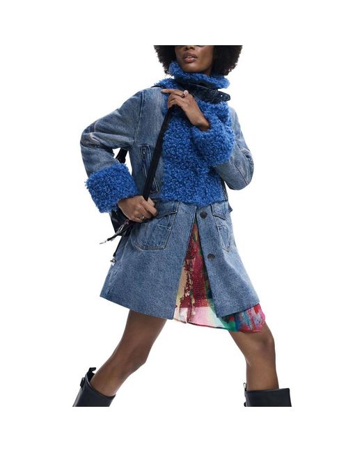Desigual Blue Cotton Coat