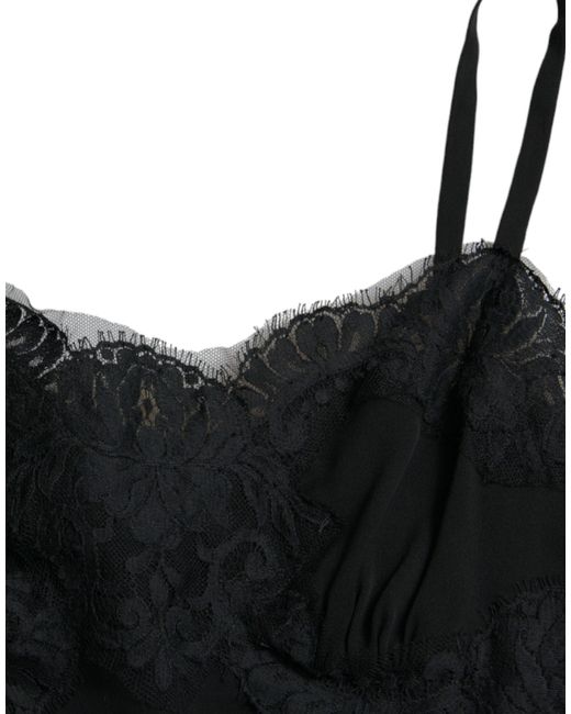 Dolce & Gabbana Black Silk Stretch Lace Sleeveless Tank Top
