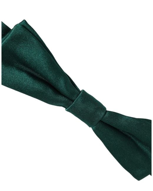Dolce & Gabbana Men Green 100% Silk Adjustable Neck Papillon Bow Tie for men