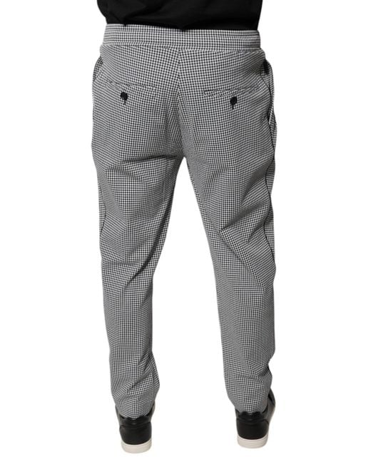 Dolce & Gabbana Gray Houndstooth Skinny Dress Pants for men