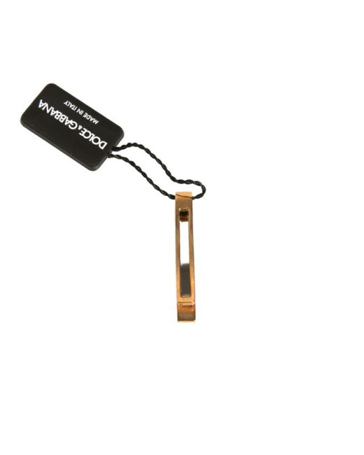 Dolce & Gabbana Natural Tone Brass Crystal Branded Tie Clip Bar for men