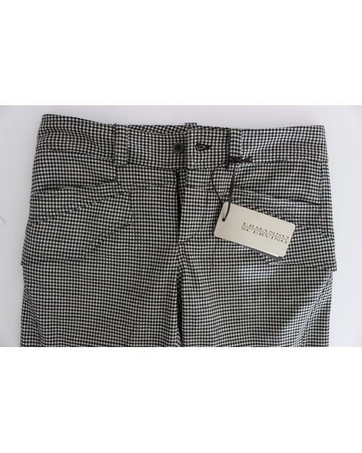 Ermanno Scervino Gray Checkered Cotton Casual Pants