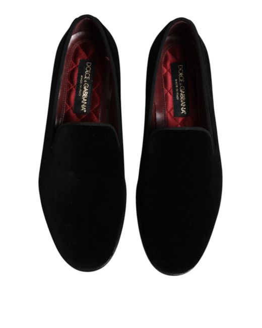 Dolce & Gabbana Black Velvet Slipon Loafer for men