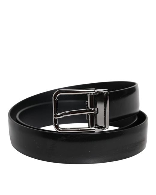 Dolce & Gabbana Black Buckled Leather Belt for men