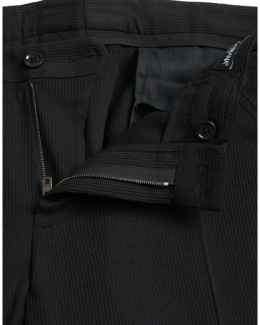 Dolce & Gabbana Black Wool Stretch Skinny Pants for men