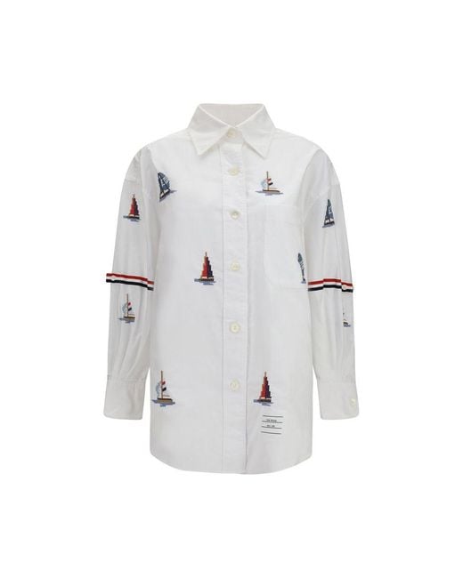 Thom Browne White Cotton Pattern Shirt