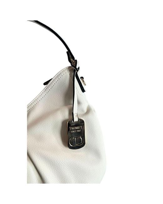 Twinset Metallic White Pu Shoulder Bag