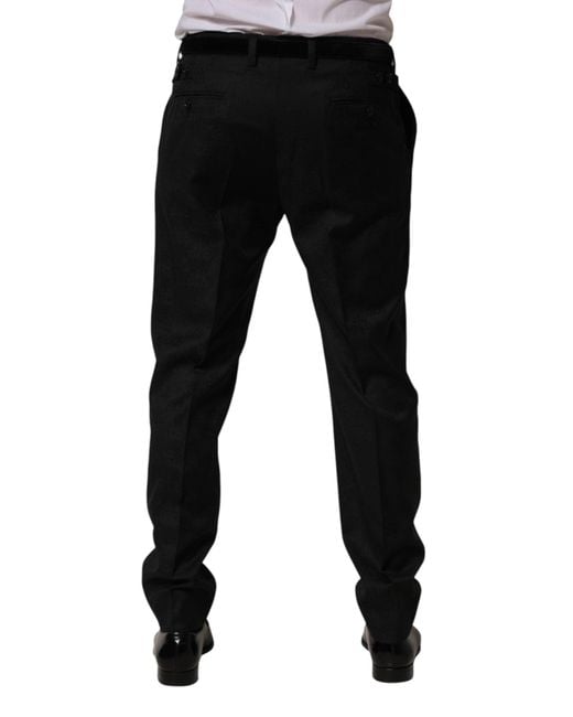 Dolce & Gabbana Black Wool Skinny Dress Formal Trouser Pants for men