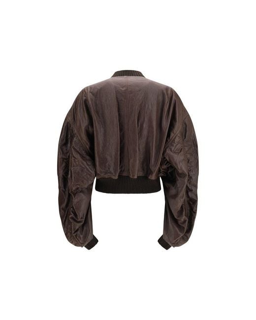 Rick Owens Brown Calf Leather Bos Taurus Bomber