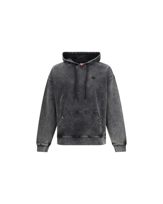 DIESEL Gray Black Cotton Sweatshirt for men