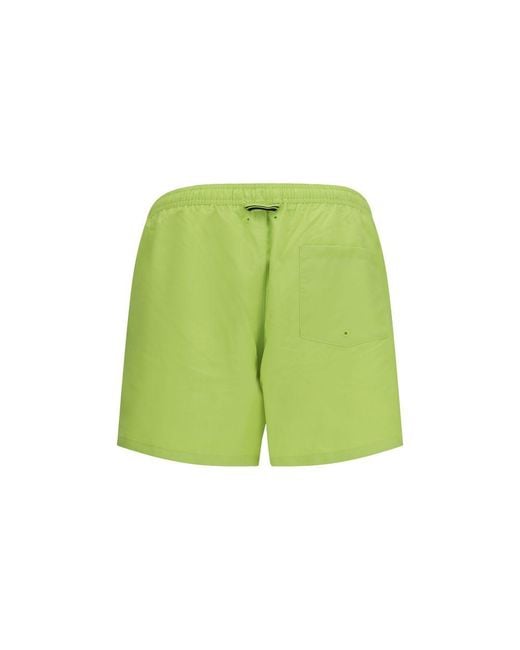 Fred Perry Green Bicolor Recycled Polyester Shorts for men