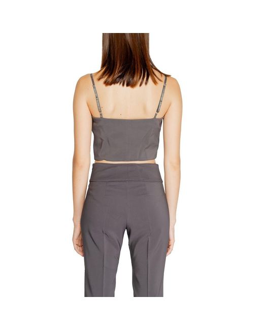 Rinascimento Black Gray Polyester Tops & T