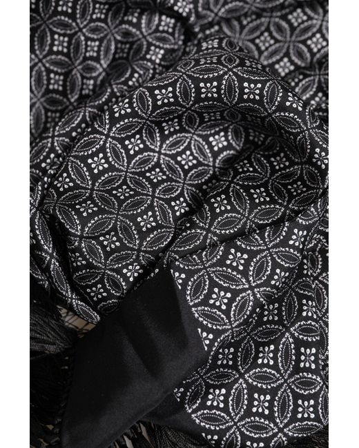 Dolce & Gabbana Black Patterned Fringes Foulard Scarf for men