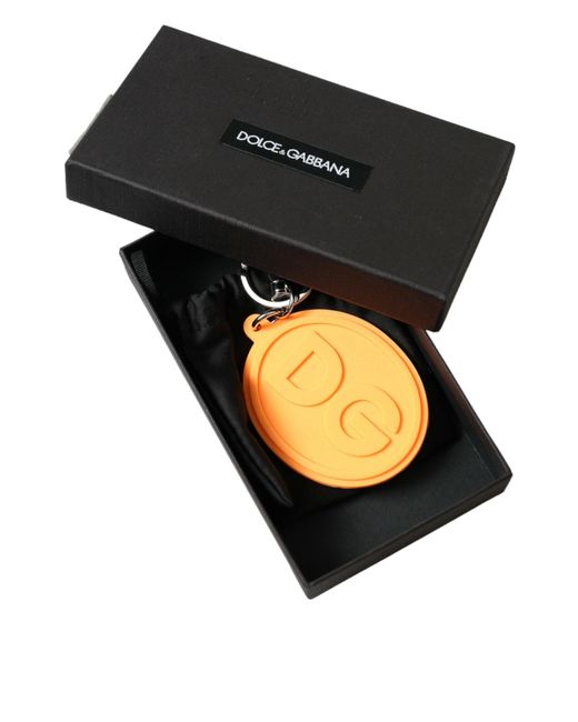 Dolce & Gabbana Orange Elegant Charm Keyring With Detail