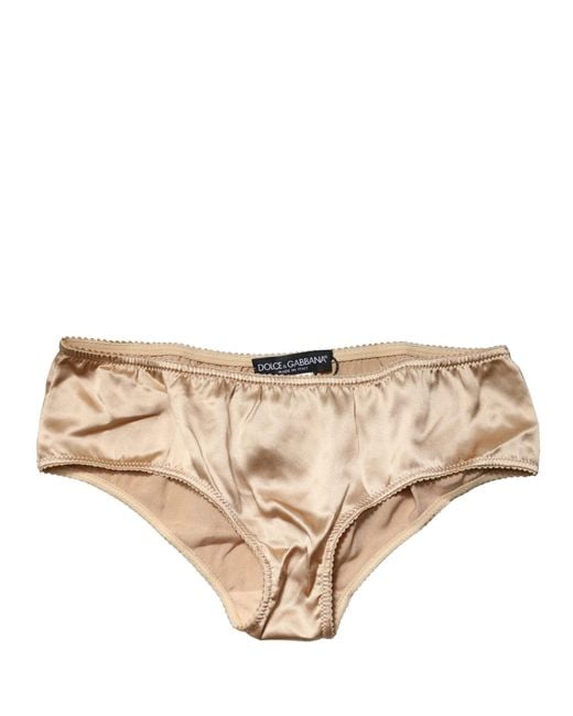Dolce & Gabbana Natural Beige Silk Stretch Mid Waist Brief Panty Underwear