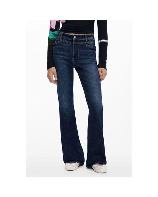 Desigual Blue Cotton Flared Jeans