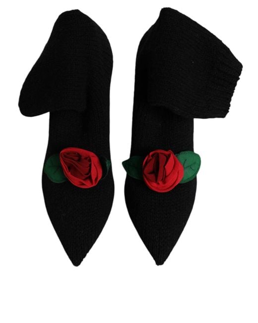 Dolce & Gabbana Black Stiletto Heels Mid Calf Boots Shoes
