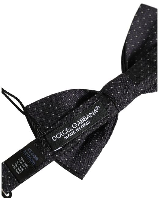 Dolce & Gabbana Black White Polka Dot Adjustable Neck Papillon Bow Tie for men