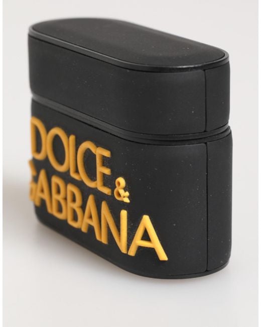 Dolce & Gabbana Black Rubber Logo Embossed Accessory Airpods Case
