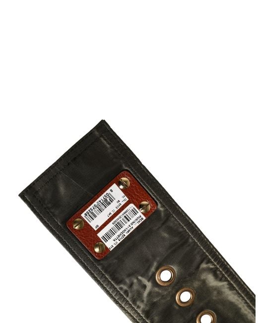 Dolce & Gabbana White Men Black Wide Leather Dg Metal Buckle Belt for men
