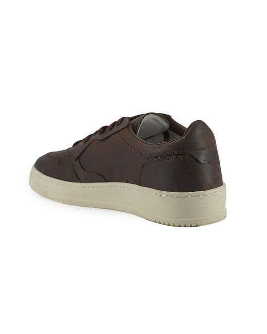 Saxone Of Scotland Black Brown Leather Low Top Sneakers for men