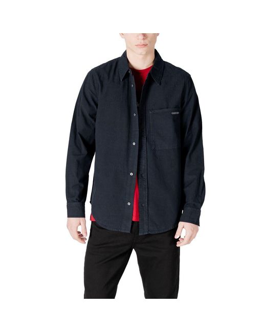 Calvin Klein Blue Black Cotton Shirt for men